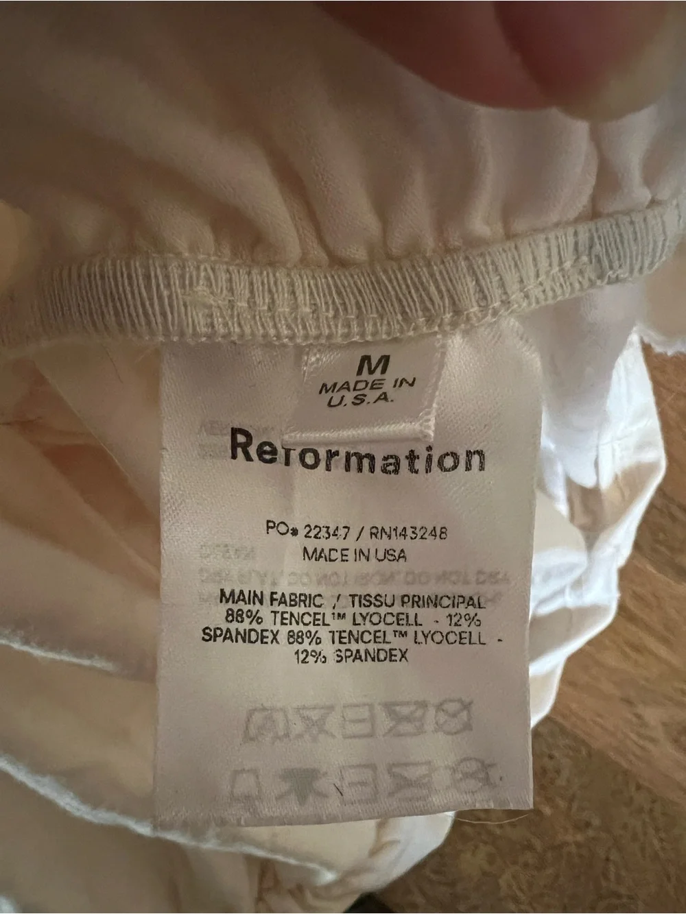 REFORMATION  FALLOW PUFF SLEEVE IVORY JERSEY TOP  Size M